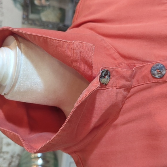 Soft Surroundings Tencel Tunic Casual Orange Long Sleeve Shell Button Up Sz M - Picture 3 of 10